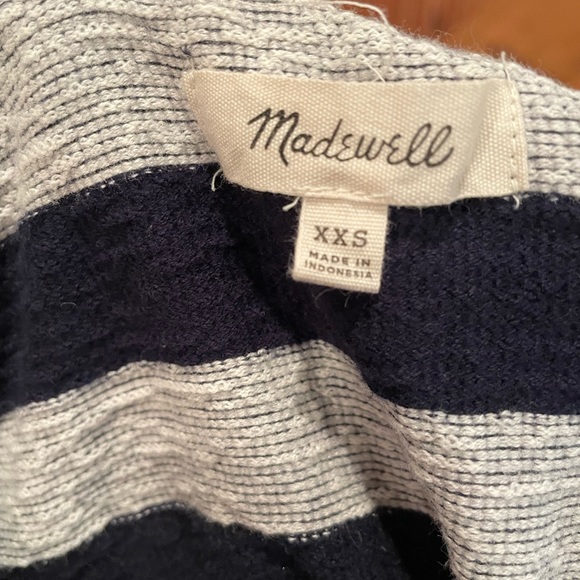 MADEWELL Off The Shoulder Striped Navy and Grey Top size XXS - Picture 3 of 6